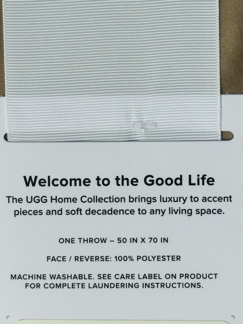 UGG Throw Blanket, Neutral Warm Taupe / Beige, Reverses to White Faux-fur, Soft - Picture 5 of 7